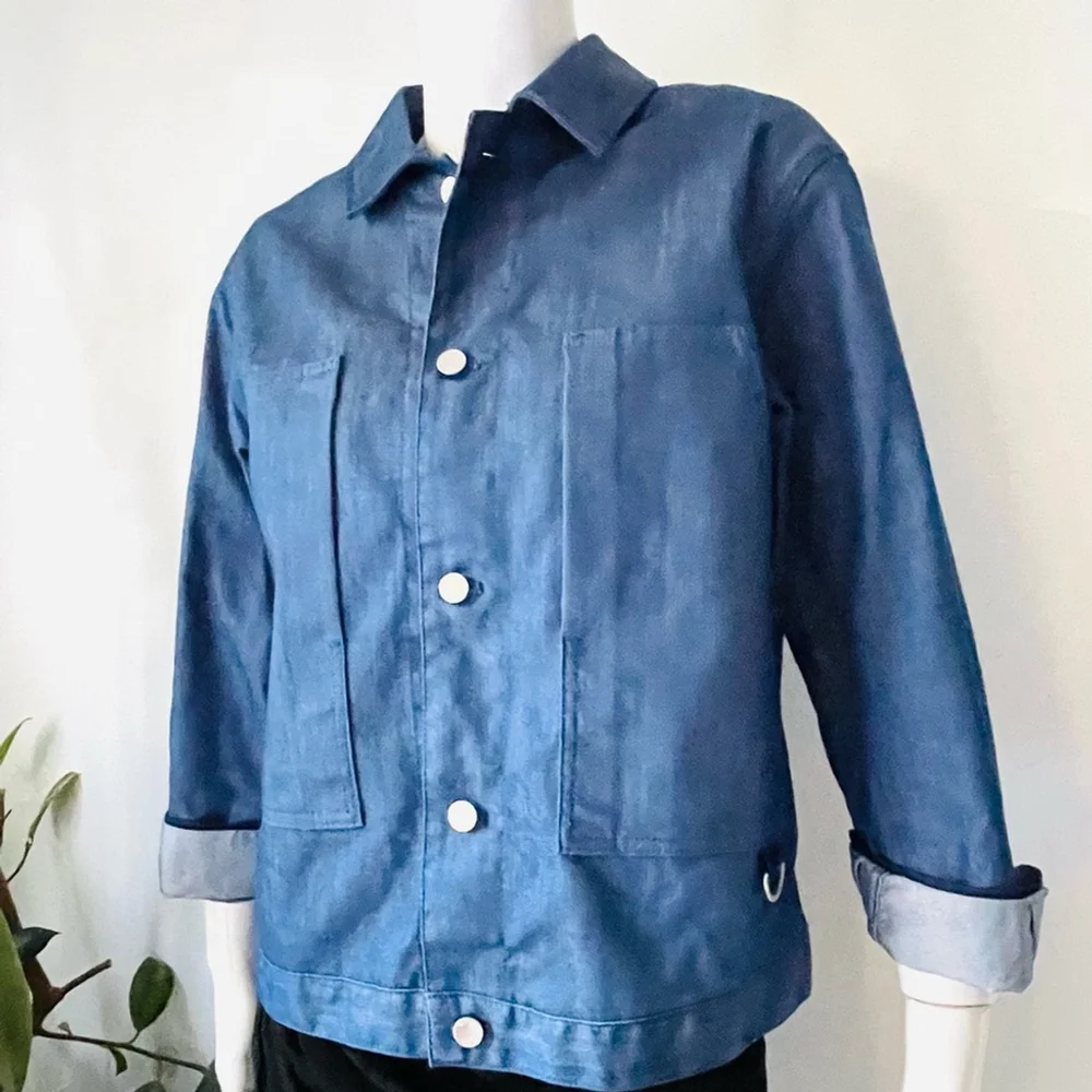 initial fashion trucker jacket blue denim